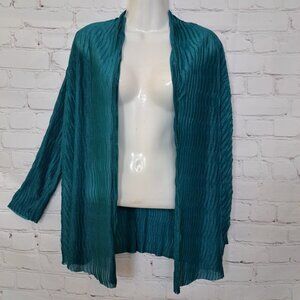 Choices Shiny Pleated Glam Open Cardigan Size Large